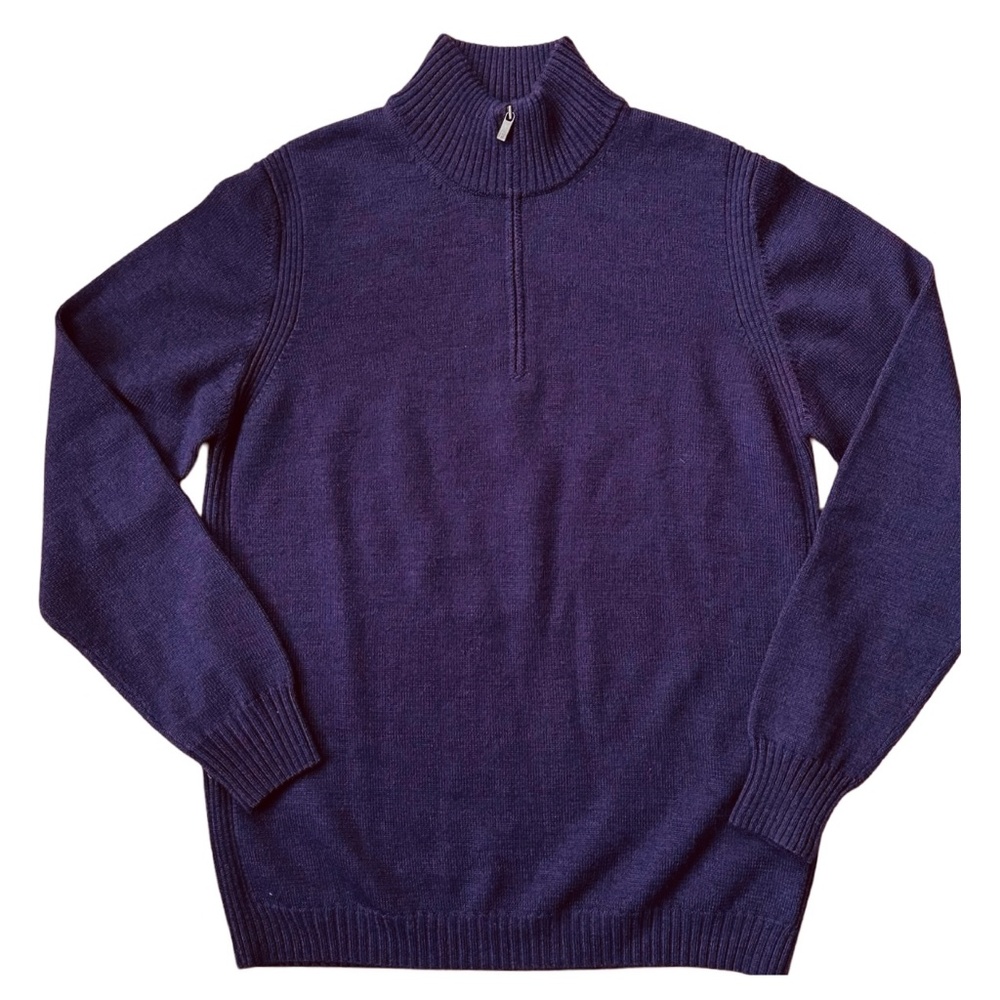 FACONNABLE Mens Merino Wool Sweater Size S 1/4 Zip Mock Neck Pullover